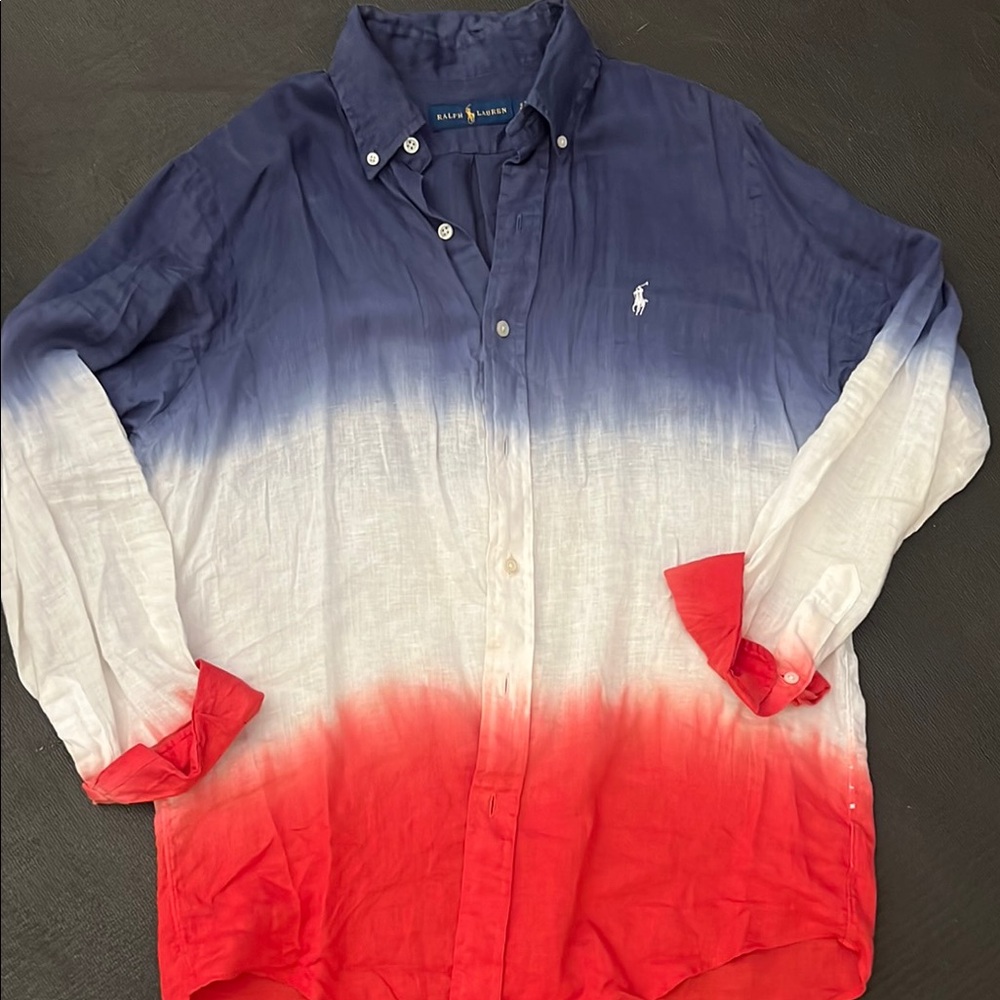 Ralph Lauren Blue Red White Ombre Shirt